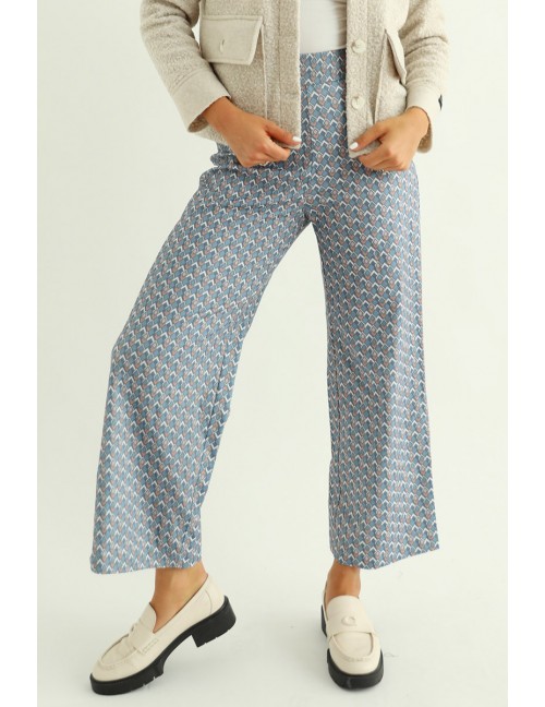 FRANCESCA Printed Trousers - Blue
