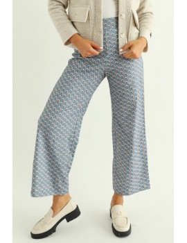 FRANCESCA Printed Trousers - Blue