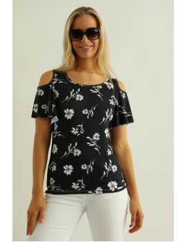 MINNIE Open Shoulder Top - Black