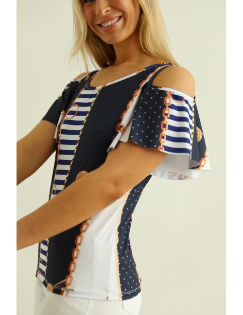 MINNIE Open Shoulder Top - Navy