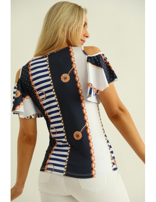 MINNIE Open Shoulder Top - Navy