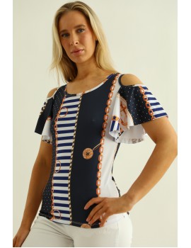 MINNIE Open Shoulder Top - Navy