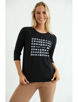 AGNESE Long Sleeve T-shirt - Black