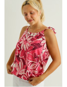 LIDIA Top - Pink-Black Print