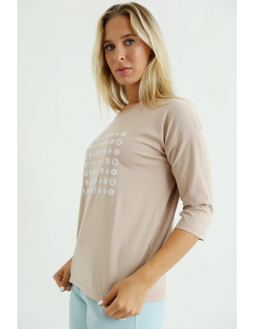 AGNESE Long Sleeve T-shirt - Beige
