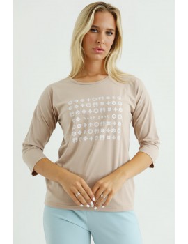 AGNESE Long Sleeve T-shirt - Beige