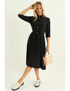 LUNA Shirt Dress - Black