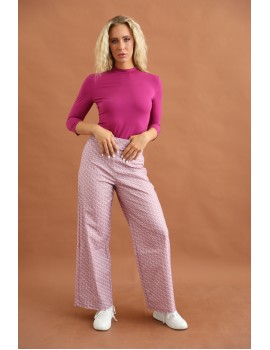 FRANCESCA Printed Trousers - Grape