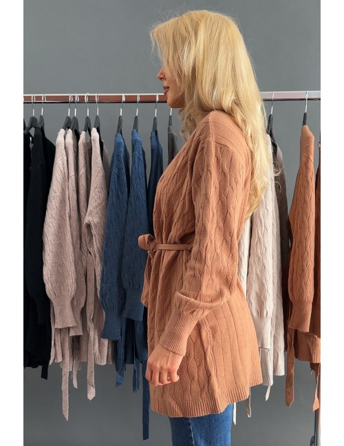 KELLY Kötött Kardigán - Mogyoró