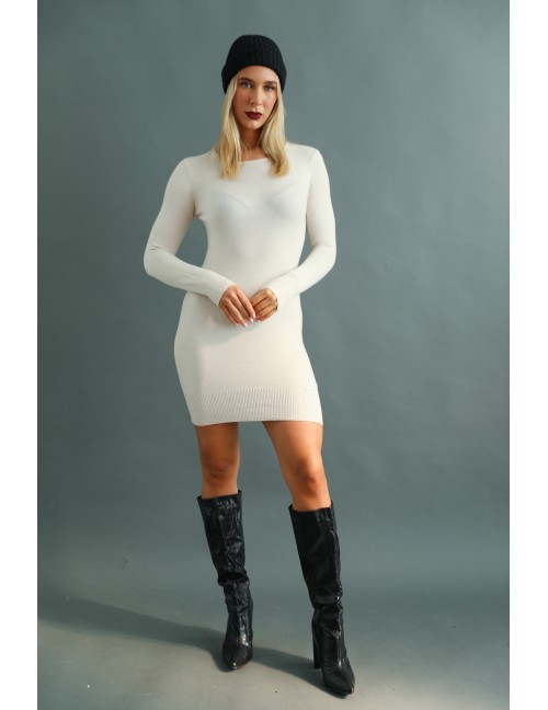 LEILA Hosszú Kötött Pulóver - Fehér LEILA Hosszú Kötött Pulóver - Fehér