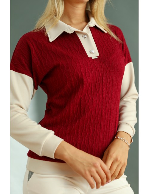 ANGELINA Kötött Felső - Burgundy