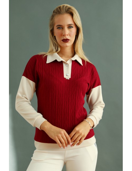 ANGELINA Kötött Felső - Burgundy