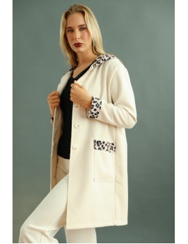 DELONI Coat - White Patterned