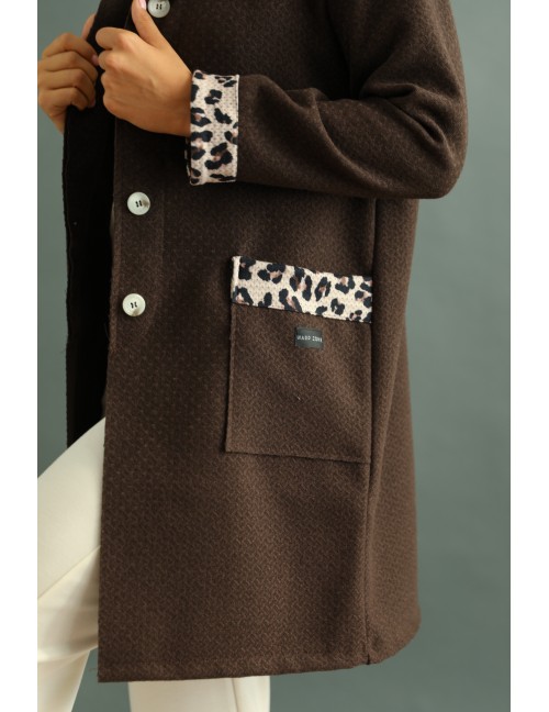 DELONI Coat - Dark Brown Patterned DELONI Coat - Dark Brown Patterned