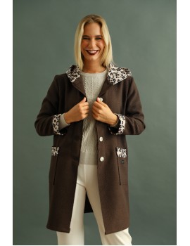DELONI Coat - Dark Brown Patterned