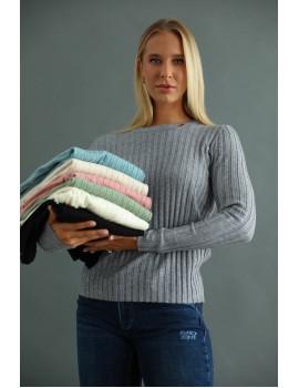 OLINA Knit Top - Grey