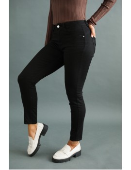 LETTIE Hímzett Farmernadrág - Fekete