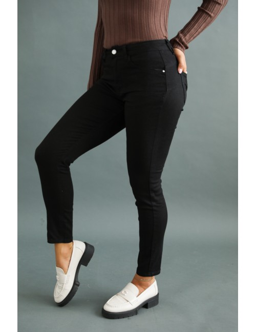 LETTIE Hímzett Farmernadrág - Fekete