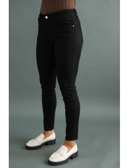 LETTIE Hímzett Farmernadrág - Fekete