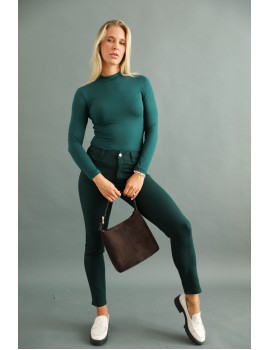 LETTIE Embroidered Skinny Jeans - Green