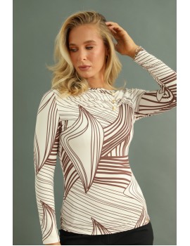 WALINA Top - White Patterned