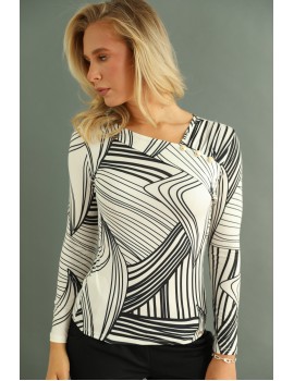 CECIL Buttoned Top - Black Print