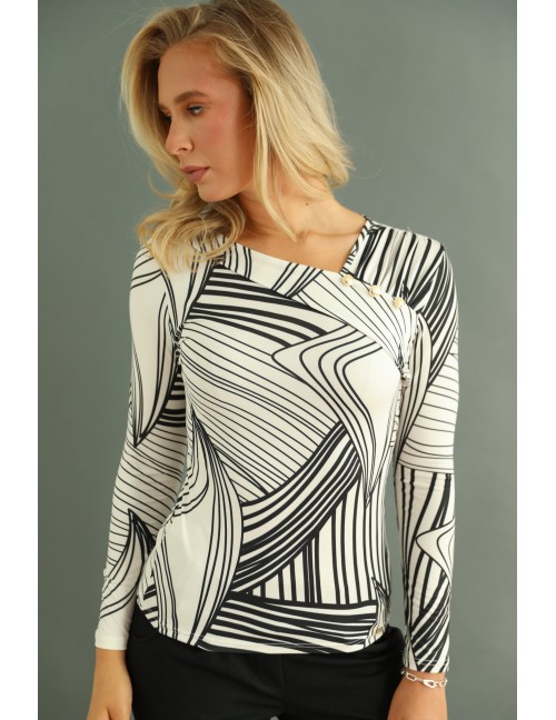 CECIL Gombos Felső - Fekete Mintás