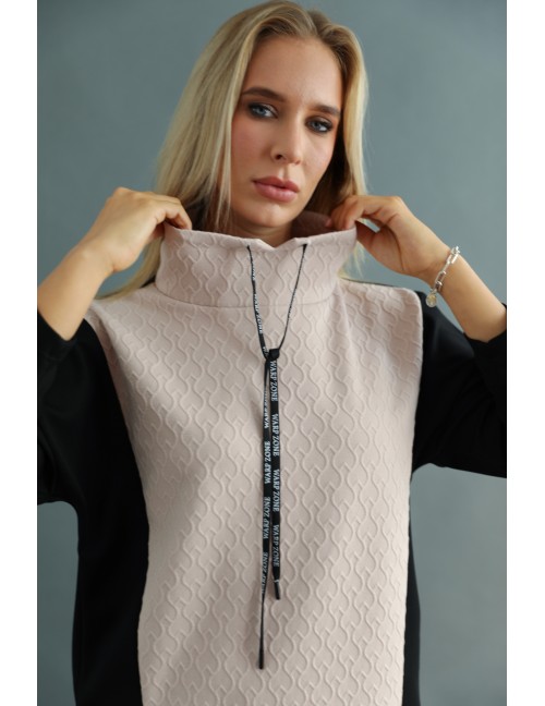 KATIE Jacquard Tunika - Fekete