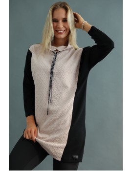 KATIE Jacquard Tunika - Fekete