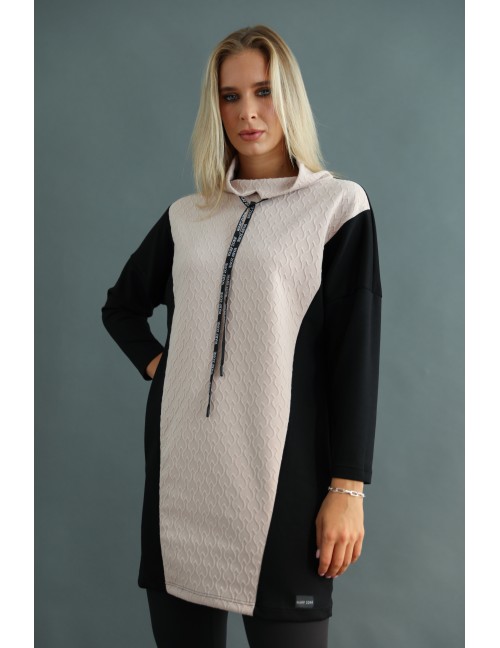 KATIE Jacquard Tunika - Fekete