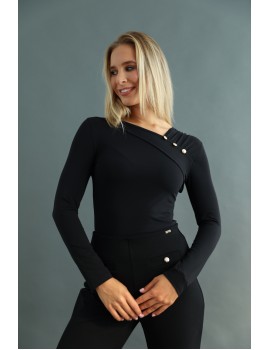 CECIL Buttoned Top - Black